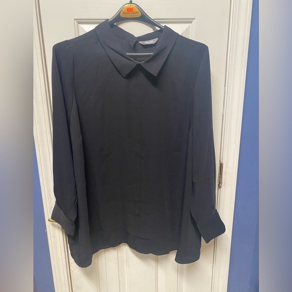 Martha Stewart Women Black Long Sleeve Pull Over Blouse Button-Down Back Top 2X - Picture 1 of 7